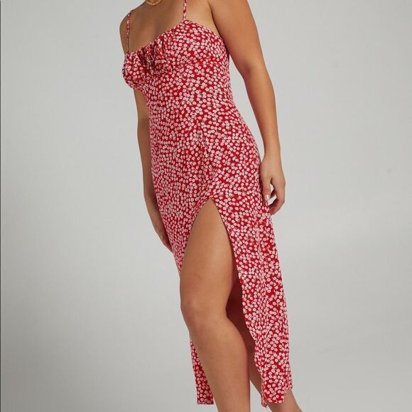 Showpo Floral Red Midi Dress - Picture 3 of 3